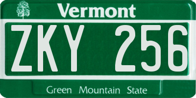 VT license plate ZKY256