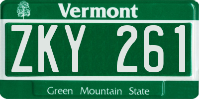 VT license plate ZKY261