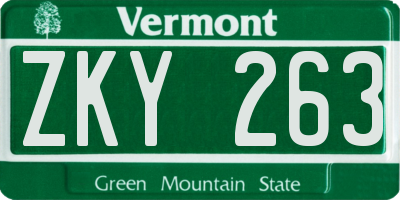 VT license plate ZKY263
