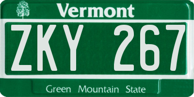 VT license plate ZKY267