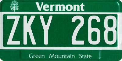 VT license plate ZKY268