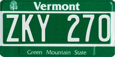 VT license plate ZKY270