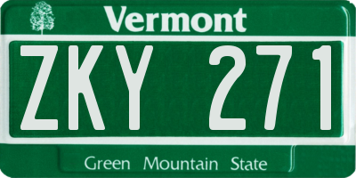 VT license plate ZKY271
