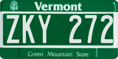 VT license plate ZKY272