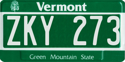 VT license plate ZKY273