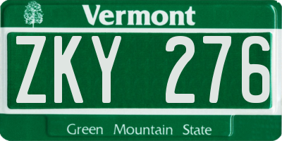 VT license plate ZKY276