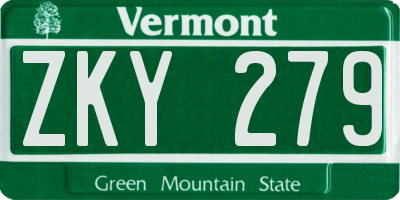 VT license plate ZKY279