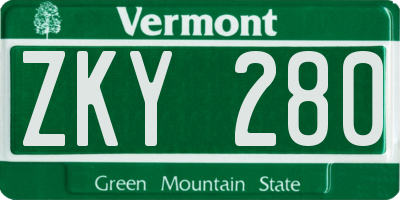 VT license plate ZKY280