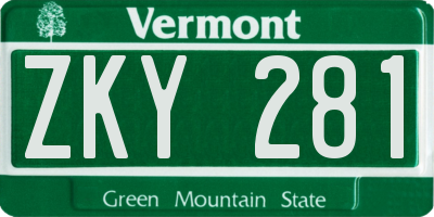 VT license plate ZKY281