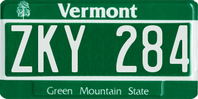 VT license plate ZKY284