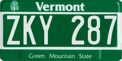 VT license plate ZKY287