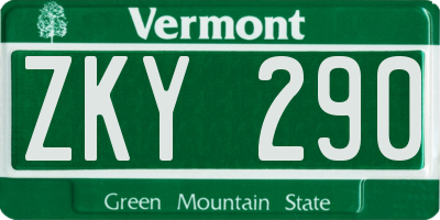 VT license plate ZKY290