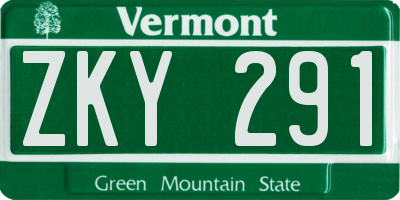 VT license plate ZKY291