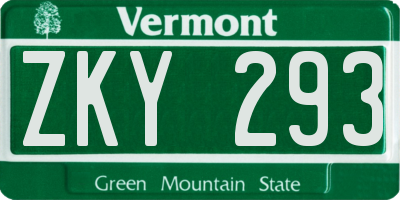 VT license plate ZKY293