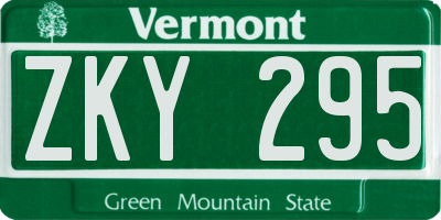 VT license plate ZKY295
