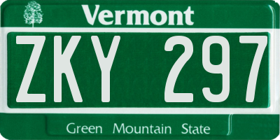 VT license plate ZKY297