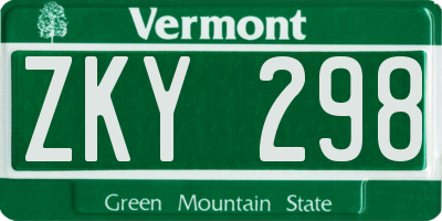 VT license plate ZKY298