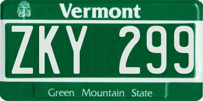 VT license plate ZKY299