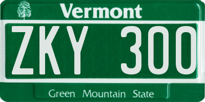 VT license plate ZKY300