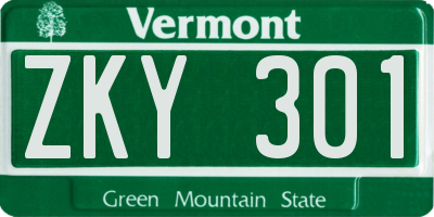 VT license plate ZKY301