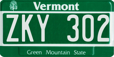 VT license plate ZKY302