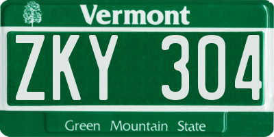 VT license plate ZKY304