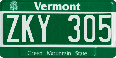 VT license plate ZKY305