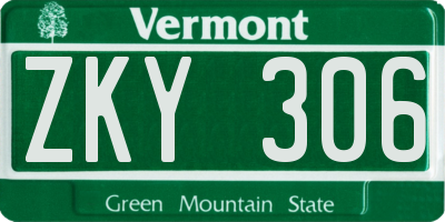 VT license plate ZKY306