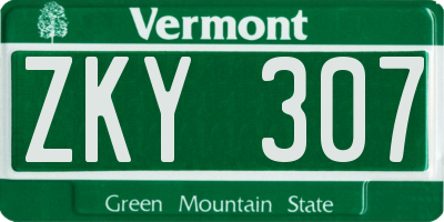 VT license plate ZKY307