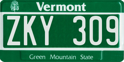 VT license plate ZKY309