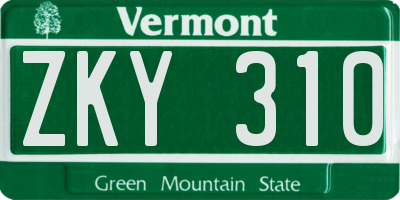 VT license plate ZKY310