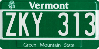 VT license plate ZKY313