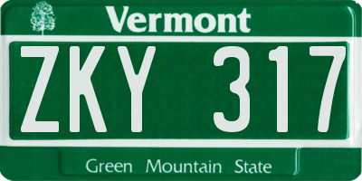 VT license plate ZKY317