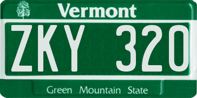 VT license plate ZKY320