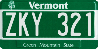 VT license plate ZKY321