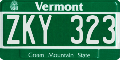VT license plate ZKY323