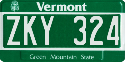 VT license plate ZKY324