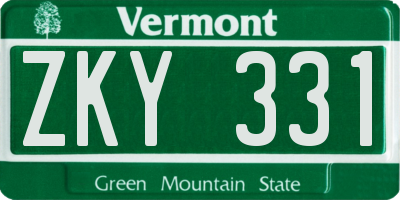 VT license plate ZKY331