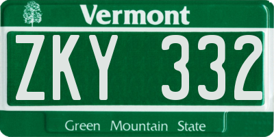 VT license plate ZKY332