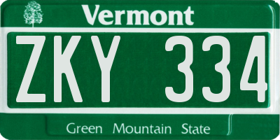 VT license plate ZKY334