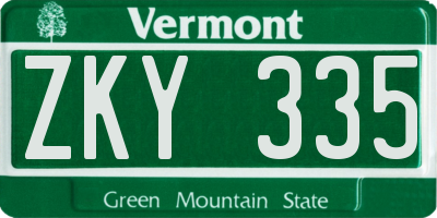 VT license plate ZKY335