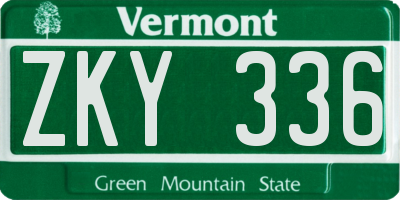 VT license plate ZKY336