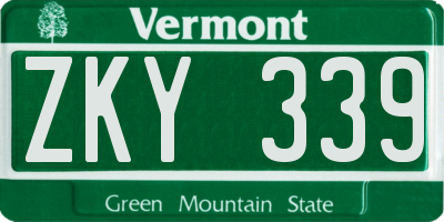 VT license plate ZKY339