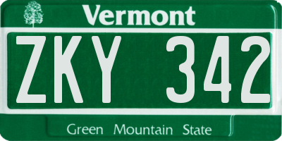 VT license plate ZKY342