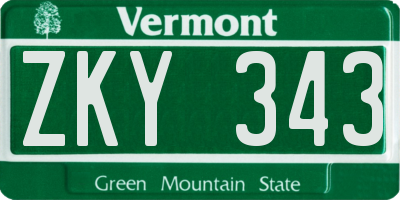 VT license plate ZKY343