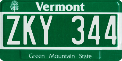 VT license plate ZKY344