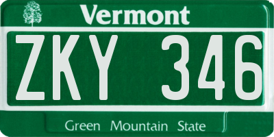 VT license plate ZKY346
