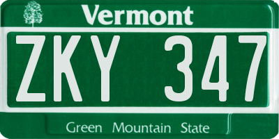 VT license plate ZKY347