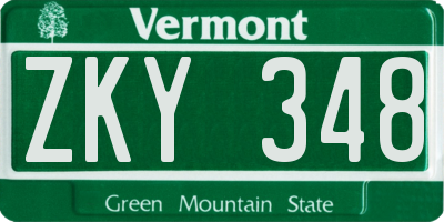 VT license plate ZKY348