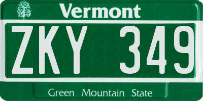 VT license plate ZKY349